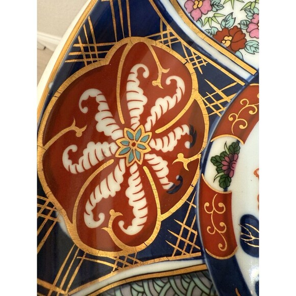 Vintage Mid Century Hand-Painted Gold Imari Plate 11” Inches - Picture 8 of 12